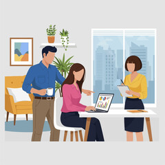 Team Collaboration in Modern Office Setting.