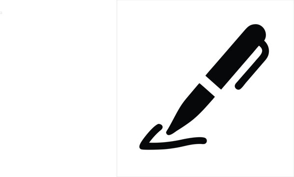 Pen signature flat vector icon symbol isolated white background
