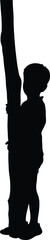 Silhouette of Child Standing Against Tree Vector Illustration