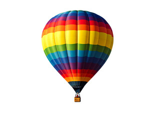 Fototapeta premium Rainbow Balloon Flying Over Clouds, Top-Down Aerial View, Isolated PNG