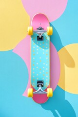 Skateboard sets on pastel circles