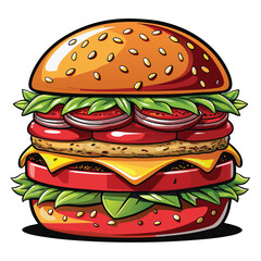 Double cheeseburger vector for restaurant menus and fast food