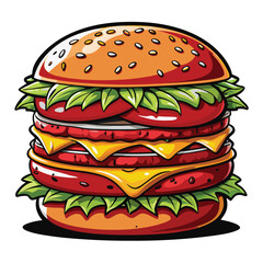 Double cheeseburger vector for restaurant menus and fast food