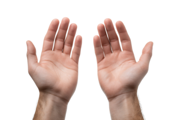 Two open human hands palms facing forward against a black background image, Png, Isolated on Transparent Background, Cut Out