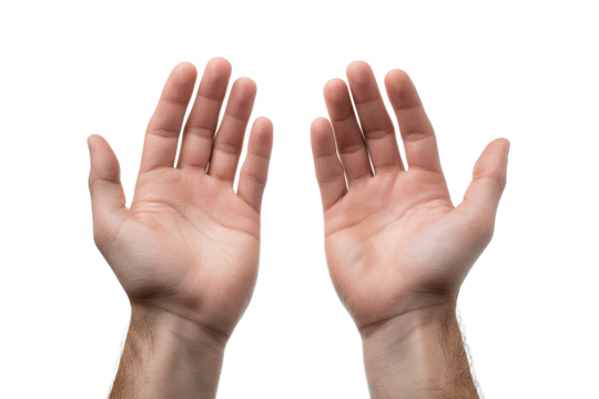 Two open human hands palms facing forward against a black background image, Png, Isolated on Transparent Background, Cut Out - Powered by Adobe