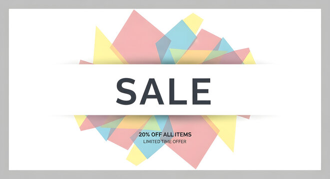 Bold Minimalism Sale Announcement With Abstract Geometric Shapes and Discount Offer