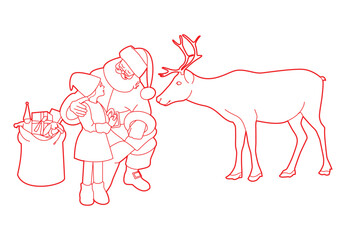 santa claus and a reindeer santa claus and a reindeer