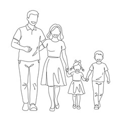 line drawing of a happy family