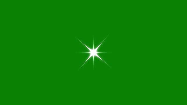 Sparkling star twinkle glitter white cartoon doodle animation, flat vector blinking shining light twinkling effect glowing on green screen. twinkling starry night sky, shine effect glitter stars. 4k