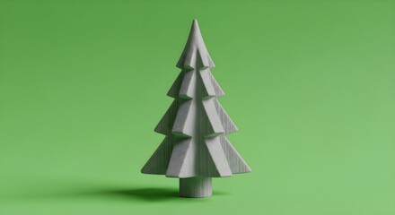 Obraz premium Minimalist geometric paper christmas tree decoration standing tall against a subtle green backdrop