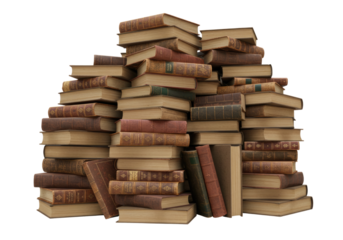 Pile of old books transparent background cutout png