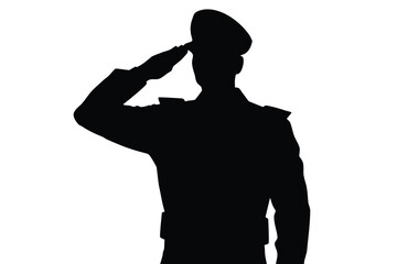 Silhouette of military officer saluting