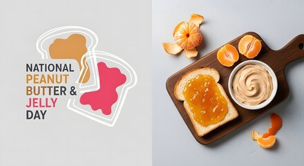 National Peanut Butter and Jelly Day with Tangerines and a Sandwich