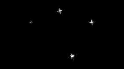4K White glowing stars twinkling animated night sky on black screen background, featuring a cartoon doodle design with sparkling glitter effect suitable for festive or magical themes