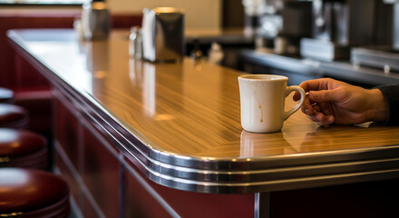 Coffee at the diner counter morning caffeine boost
