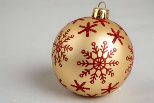 Gold Christmas Ornament Ball Red Snowflake - Powered by Adobe