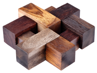 Wooden puzzle with four pieces simple wooden puzzle featuring four interlocking pieces challenging mind game for all ages