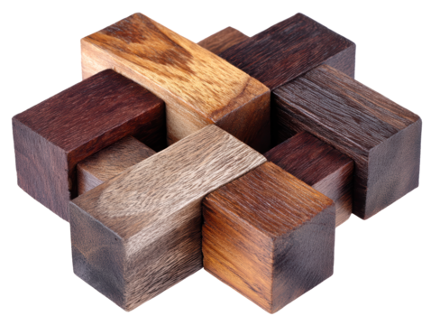 Wooden puzzle with four pieces simple wooden puzzle featuring four interlocking pieces challenging mind game for all ages