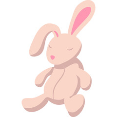 Pink Stuffed Bunny Toy With Closed Eyes and Pink Ears and Nose Isolated on a White Background