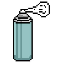 Pixel can spray vector. Ideal for graffiti, street art, and vandalism game themes. This digital graphic is perfect for retro game or 8-bit design projects and assets related to aerosol paint.