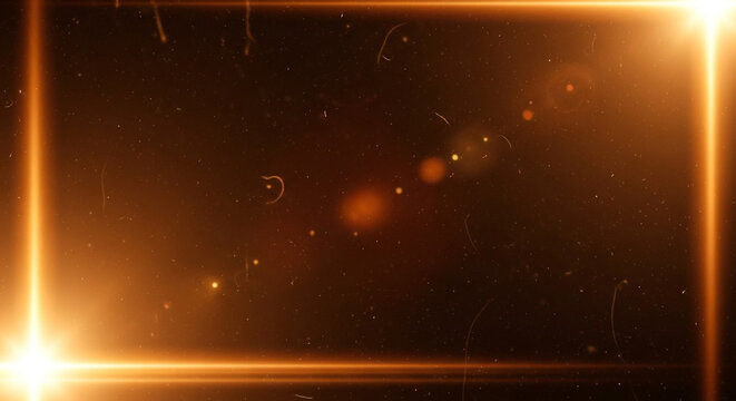 Abstract gold light leak background with lens flare effect for overlay and video editing texture
