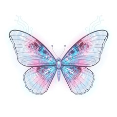 Watercolor butterfly with delicate pink and blue wings