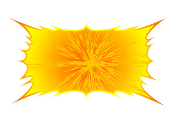 Comic style explosions burst with jagged edges and dynamic energy lines, yellow orange retro cartoon explosions, funny speech bubble background or graphic elements and templates.