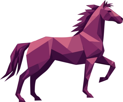 Abstract Low Poly Geometric Horse Vector Illustration in Majestic Pose
