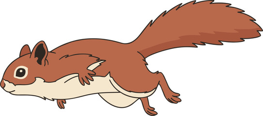 Cartoon Style Running Squirrel Rodent Isolated Wildlife Creature Illustration