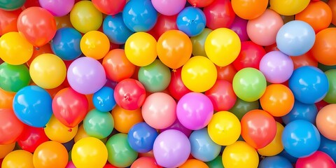 A vibrant backdrop of multicolored balloons, various sizes and shades,  vibrant,  colorful