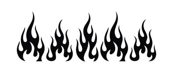 Flame fire border frame silhouette vector illustration