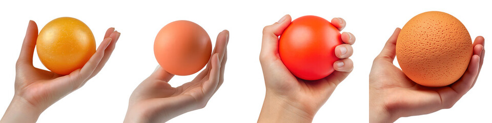 Stress ball – A squeezable ball used to relieve stress or tension, often squeezed in the hand. Isolated on Clear White Background Highly Detailed