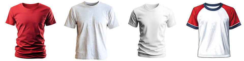 T-shirt – A casual shirt often worn by teenagers, available in various styles and designs. Isolated on Clear White Background Highly Detailed