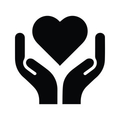 Hands Holding Heart Care and Charity Vector Icon