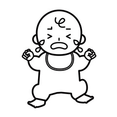 大声で泣く赤ちゃんの全身のイラスト
