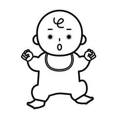 驚いている赤ちゃんの全身のイラスト