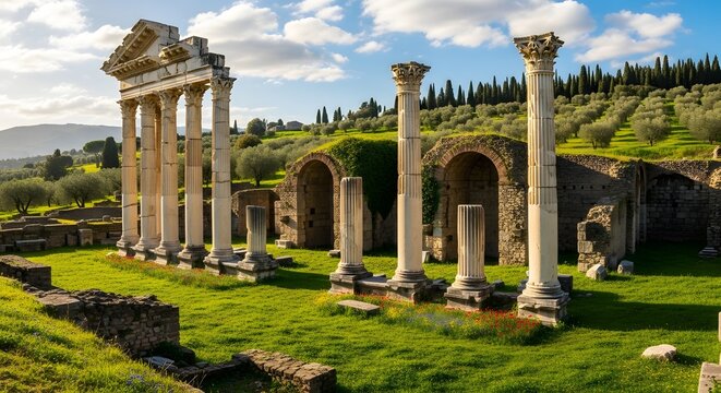 Apollonia ruins albania archaeological park ancient roman civilization columns architecture travel tourism