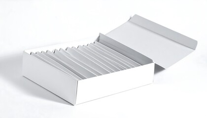 Box opens showing cards. Minimalist design for marketing, product mockup, editorial, website.