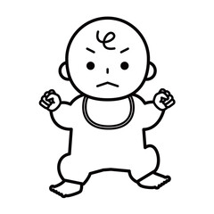 怒っている赤ちゃんの全身のイラスト