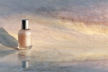Softly Eroded Marble Surface with Beauty Product Reflection