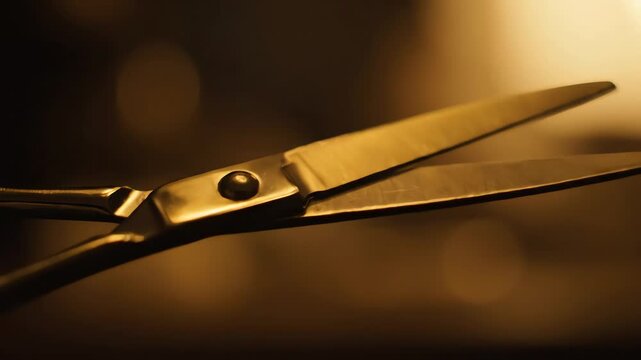 Opening Metal Scissors in Warm Light Closeup