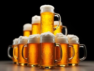 A refreshing, cold glass of beer with foam