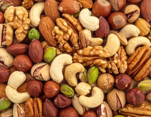 Mixed Nuts Close Up Background Texture