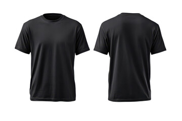 Black T Shirt Front and Back View Isolated on Black Background t-shirt clothing 1, Png, Isolated on Transparent Background, Cut Out