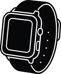 Flat Smartwatch Icon Vector for Mobile Application, Health Tracking, and Tech Device Concepts with Transparent PNG Background