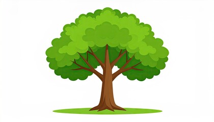 Minimalist Pine Tree Vector Illustration with Geometric Green Triangles and Brown Trunk on White Background