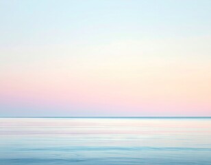 Minimalist Seascape with Soft Pastel Colors Horizon Line and Tranquil Water Texture Evoking Serenity and Calm in the Early Morning Light