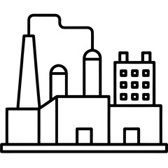 Industrial factory and power plant building icon set vector silhouette design for business energy
