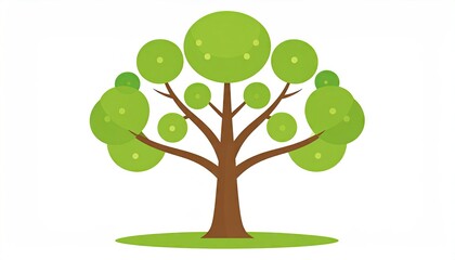 Minimalist Vector Illustration of Triangular Christmas Tree with Small Decorative Shapes in Flat Season