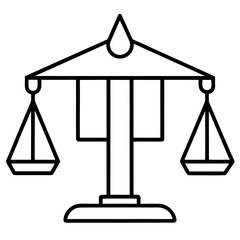 Golden symbol of justice and law, a scale icon vector illustration of balance and legal equality